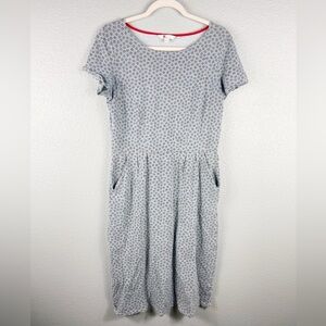 Boden Phoebe Blue/Grey Ditsy Floral Dress MIDI Women’s 8L Pockets Short Sleeve